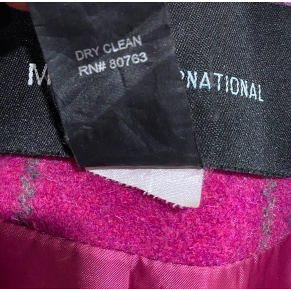 MODA INTERNATION Poly wool blend pink plaid winter coat women's size Large - Picture 7 of 7